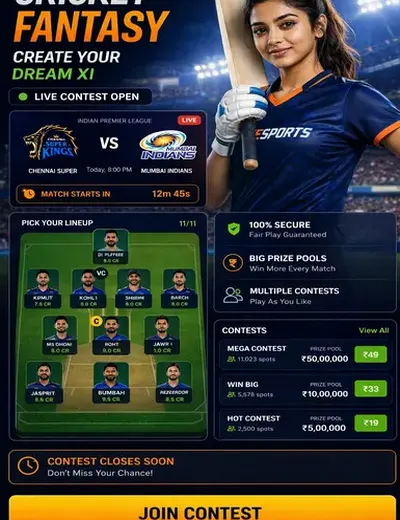CRIC5 (cric 5) fantasy cricket & matchday visual 3